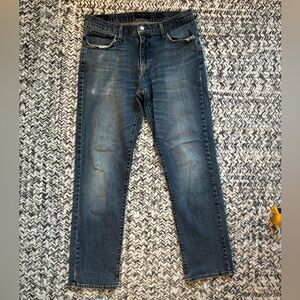 Lucky Brand Men's Dark Blue Wash Lightly Distressed Straight Leg Jeans 32/30